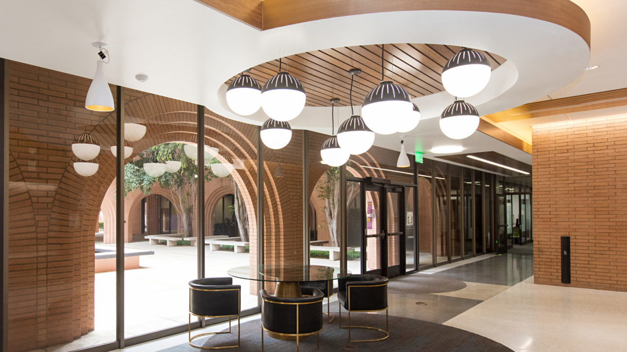 Interior of USC Leonard Davis School of Gerontology lobby