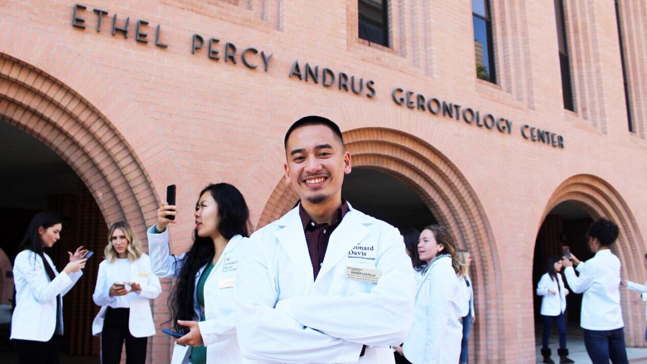Students posing at white coat ceremony