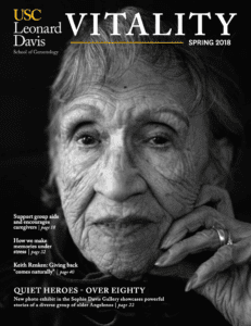 Cover of Vitality Magazine Spring 2018 issue with black and white portrait of older woman