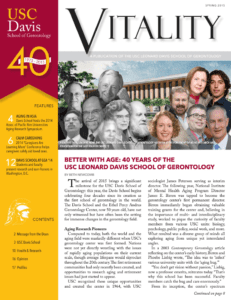 Page from Vitality Magazine Spring 2015 issue previewing features and content inside
