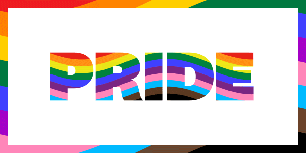 Pride GIF with wavy rainbow background