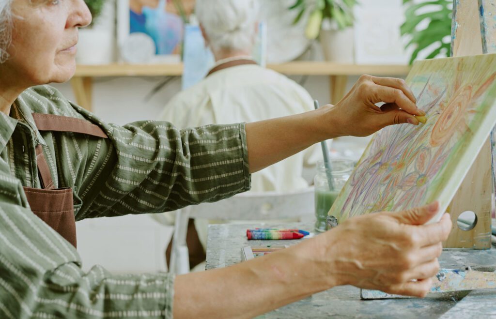 Older adult painting