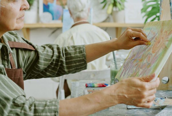 Older adult painting